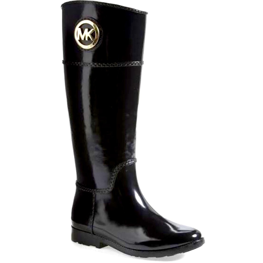 Michael Kors Stockard Tall Rain Boots w/Gold Logo